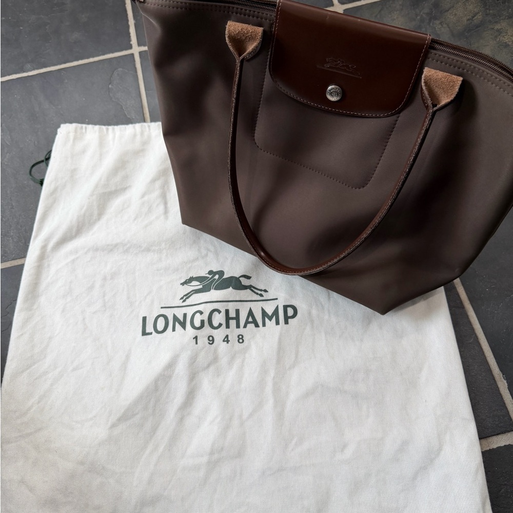 EUC: Longchamp Le Pliage tote Bag, brown - Picture 2 of 15